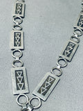 Timmy Yazzie Important Vintage Native American Navajo Side Inlay Sterling Silver Necklace-Nativo Arts