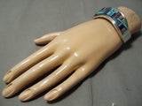 Important Vintage Native American Navajo Eddie Becenti Turquoise Inlay Sterling Silver Bracelet-Nativo Arts