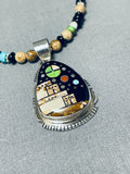 Very Intricate Native American Navajo Turquoise Pueblo Sterling Silver Necklace-Nativo Arts