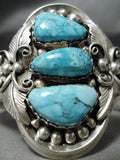 Vivid Carico Lake Turquoise Vintage Native American Navajo Sterling Silver Bracelet-Nativo Arts