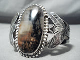 Huge Early Vintage Native American Navajo Petrified Wood Sterling Silver Bracelet-Nativo Arts