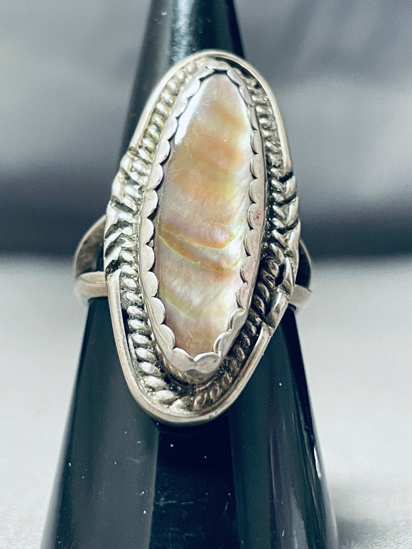 Gorgeous Authentic Vinage Native American Navajo Pearl Sterling Silver Ring-Nativo Arts