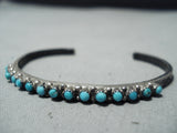 Fantastic Vintage Native American Navajo Blue Gem Turquoise Sterling Silver Bracelet Old-Nativo Arts