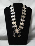 Intricate!! Vintage Native American Navajo Kachina Sterling Silver Squash Blossom Necklace Old-Nativo Arts
