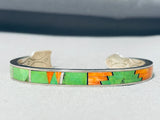 Unique End Native American Navajo Gaspeite Shell Sterling Silver Bracelet Cuff-Nativo Arts