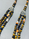 Authentic Singer Rare Native American Navajo Tigers Eye Sterling Silver Necklace-Nativo Arts