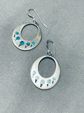 Turquoise Paw Inlay Vintage Native American Navajo Sterling Silver Earrings-Nativo Arts