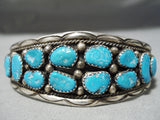 Magnificent Vintage Native American Navajo Turquoise Sterling Silver Bracelet Old-Nativo Arts