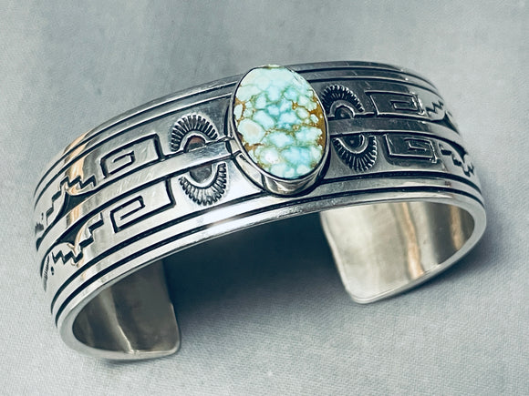 Charles John Native American Navajo Spiderweb Turquoise Sterling Silver Bracelet Cuff-Nativo Arts