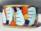 Important Southwestern Bronze Turquoise Inlay Bracelet-Nativo Arts