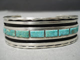 Thick And Heavy!! Vintage Native American Navajo Carico Lake Turquoise Sterling Silver Bracelet-Nativo Arts