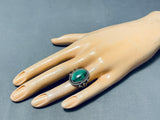 Rare Old Vintage Native American Navajo Green Turquoise Sterling Silver Ring-Nativo Arts