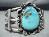 Superior Vintage Native American Navajo Kingman Turquoise Sterling Silver Bracelet Old-Nativo Arts