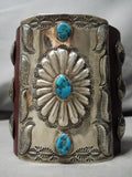 Colossal Men's Vintage Native American Navajo Turquoise Sterling Silver Ketoh Bracelet Old-Nativo Arts