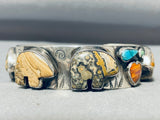 Important Bear Vintage Native American Navajo Turquoise Sterling Silver Bracelet Cuff-Nativo Arts