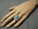 Important Inlay Master Native American Navajo Turquoise Coral Sterling Silver Ring-Nativo Arts