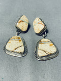 Natural Turquoise Vein Vintage Native American Navajo Sterling Silver Earrings-Nativo Arts