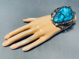 One Of Best Ever Vintage Native American Navajo Blue Diamond Turquoise Sterling Silver Bracelet-Nativo Arts