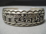 Detailed!! Vintage Native American Navajo Sterling Silver Intricate Bracelet Cuff-Nativo Arts