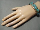Exquisite Native American Navajo Royston Turquoise Coral Sterling Silver Bracelet-Nativo Arts