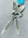 Soaring Eagle Vintage Native American Navajo Turquoise Sterling Silver Necklace-Nativo Arts