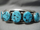 Incredible Vintage Native American Navajo Sleepingbeauty Turquoise Sterling Silver Bracelet Old-Nativo Arts
