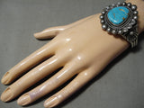 Fantastic Vintage Native American Navajo Old Kingman Turquoise Sterling Silver Bracelet-Nativo Arts