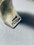 The Deepest Stamp Vintage Native American Navajo Heavy Sterling Silver Bracelet-Nativo Arts