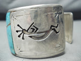 Awesome Vintage Native American Navajo Inlay Turquoise Sterling Silver Shadowbox Bracelet Old-Nativo Arts