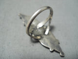 Native American Incredible Authentic Vintage Zuni Edaakie Turquoise Sterling Silver Ring Old-Nativo Arts