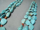 Very Chunky Rare Vintage Native American Navajo Turquoise Coral Sterling Silver Heishi Necklace-Nativo Arts