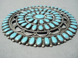 Larry Moses Begay Vintage Native American Navajo Turquoise Teardrop Sterling Silver Pin-Nativo Arts