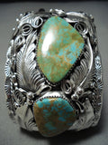 One Of The Best Native American Navajo Turquoise Bear Sterling Silver Bracelet-Nativo Arts