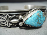 Authentic Albert Jake Native American Navajo Turquoise Sterling Silver Bracelet-Nativo Arts