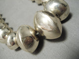 Hand Tooled Vintage Native American Navajo Sterling Silver Graduating Bead Necklace-Nativo Arts