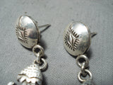 Whimsical Nel Morton Navajo Sterling Silver Earrings Native American-Nativo Arts