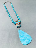 Native American One Of The Best Vintage Santo Domingo Turquoise Inlay Sterling Silver Necklace-Nativo Arts