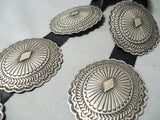 Harry Joe Hand Tooled Vintage Native American Navajo Sterling Silver Concho Belt Old-Nativo Arts
