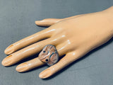 Ben Begaye (d.) Unique Native American Navajo Shell Sterling Silver Frog Ring-Nativo Arts