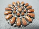 Wonderful Vintange Zuni Coral Sterling Silver Pin/ Pendant Native American-Nativo Arts