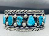 Heavy 83 Grams Vintage Native American Navajo Turquoise Sterling Silver Bracelet Old-Nativo Arts