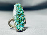 Stunning Vintage Native American Navajo Turquoise Chip Inlay Sterling Silver Ring-Nativo Arts