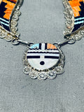 One Of The Most Detailed Ever Vintage Native American Zuni Turquoise Sterling Silver Necklace-Nativo Arts
