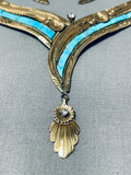 Marvelous Native American Navajo Turquoise Gold Filled Necklace And Earring Set-Nativo Arts