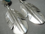Important Native American Navajo Royston Turquoise Sterling Silver Earrings-Nativo Arts