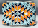 Best Rug Turquoise Inlay Vintage Native American Navajo Sterling Silver Bracelet-Nativo Arts