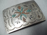 Magnificent Nakai Vintage Native American Navajo Turquoise Sterling Silver Buckle Old-Nativo Arts