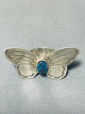 Red Mountain Turquoise Very Rare Vintage Native American Navajo Sterling Silver Butterfly Ring-Nativo Arts