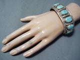 One Of The Best Vintage Native American Navajo Inlaid Turquoise Sterling Silver Bracelet-Nativo Arts