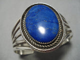Huge Vintage Navajo Lapis Sterling Silver Native American Bracelet Old-Nativo Arts